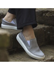 Vasky Leny Grey - Dámské kožené slip on šedé - jarní / podzimní obuv česká výroba ze Zlína