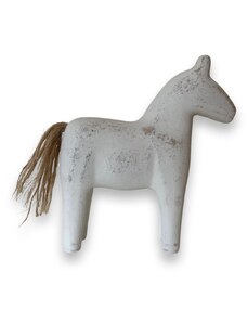 Wallachia decor Dřevěný koník bílý 18cm