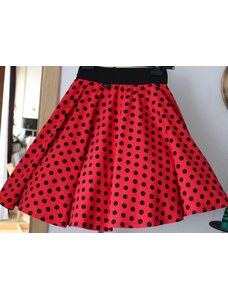 Červená puntíkatá retro sukně se spodničkami