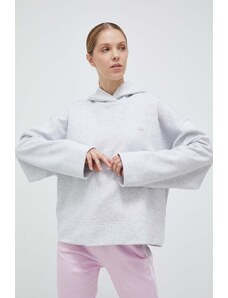 Mikina adidas Originals dámská, šedá barva, s kapucí, melanžová, IC5246-LGREYH