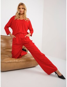 Fashionhunters Červené látkové kalhoty se záhyby