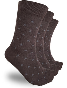 Sada 3 párů bavlněných hnědých ponožek REDFIR