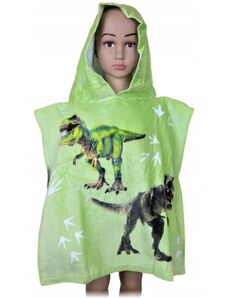 BrandMac Dětské plážové pončo - osuška s kapucí a dinosaury