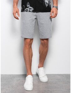 Ombre Men's knit shorts with decorative elastic waistband - gray