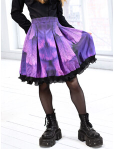 MAUU Skládaná sukně s volánem TALEI - fialová pírka (bez kapes)