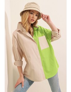 Bigdart 20116 Color Block Color Shirt - Cream