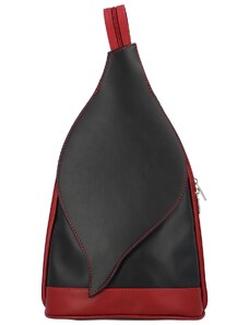 Delami Vera Pelle Zajímavý dámský kožený batůžek Emma, černá - červená