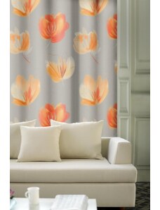 Forbyt Závěs dekorační, OXY Květy 150 cm, oranžový