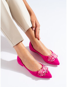 PK Komfortní růžové baleríny dámské bez podpatku