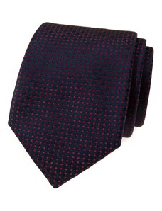 Avantgard Tmavě modrá luxusní pánská kravata s červeným vzorkem