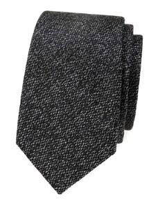 Avantgard Tmavě šedá žíhaná luxusní pánská slim kravata