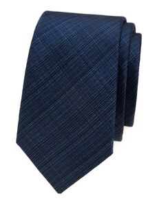 Avantgard Modrá luxusní pánská slim kravata s žíháním