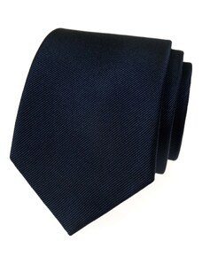 Avantgard Tmavě modrá hedvábná pánská kravata s pruhovanou strukturou