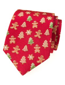 Avantgard Červená luxusní pánská kravata se vzorem – Vánoční perníček