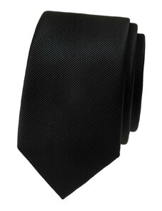 Avantgard Černá luxusní pánská slim kravata s proužkovanou strukturou