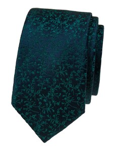 Avantgard Modrozelená luxusní pánská slim kravata se vzorem