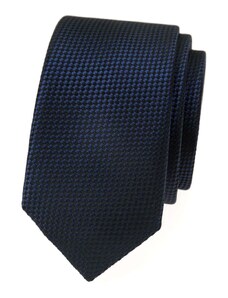 Avantgard Tmavě modrá luxusní pánská slim kravata s vroubkovanou strukturou