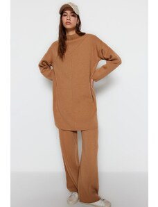 Trendyol Camel Knitwear Sweater-Trousers Two Piece Set