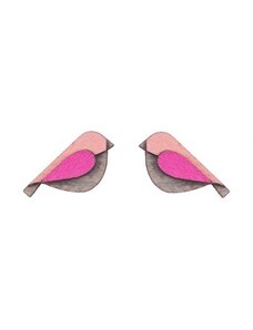 BeWooden Dřevěné náušnice Pink Bird Earrings