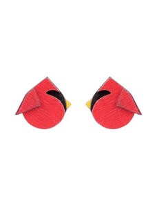 BeWooden Dřevěné náušnice Red Cutebird Earrings