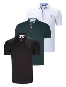 TRIPLE SET T8582 DEWBERRY MENS T-SHIRT-BLACK-WHITE-GREEN