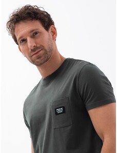 Ombre Clothing Pánské bavlněné tričko s kapsou - grafitová V11 S1743
