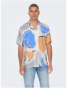 Krémová pánská vzorovaná košile s krátkým rukávem ONLY & SONS Dab - Pánské