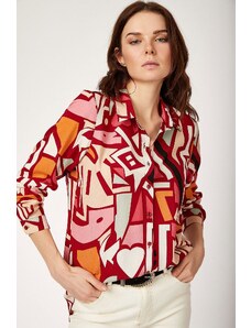 Bigdart 3721 Graphic Patterned Shirt - Claret Red