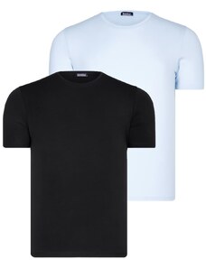 DUAL SET T8569 DEWBERRY BIKE COLLAR MENS T-SHIRT-BLACK-BLUE