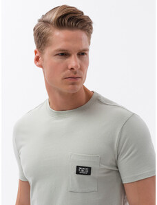 Ombre Clothing Pánské bavlněné tričko s kapsou - světle mátové V2 S1743