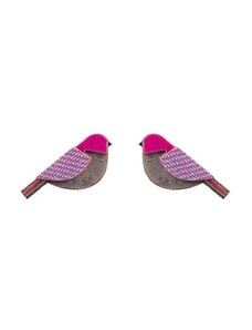 BeWooden Dřevěné náušnice Purple Cutebird Earrings