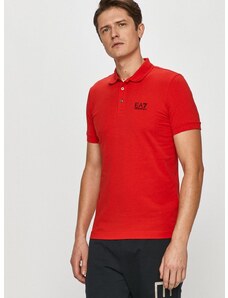 Polo tričko EA7 Emporio Armani pánské, červená barva, hladké