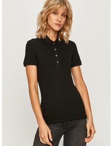 Tričko Lacoste dámské, černá barva, s límečkem, PF5462-001
