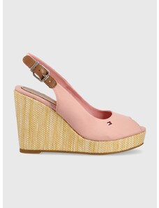 Sandály Tommy Hilfiger ICONIC ELENA SLING BACK WEDGE dámské, tmavomodrá barva, na klínku, FW0FW04789