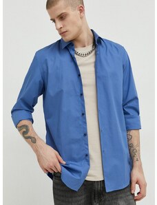 Košile HUGO pánská, fialová barva, slim, s klasickým límcem, 50289499