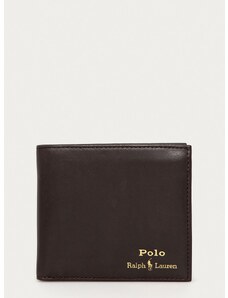 Kožená peněženka Polo Ralph Lauren pánská, hnědá barva, 405803866001