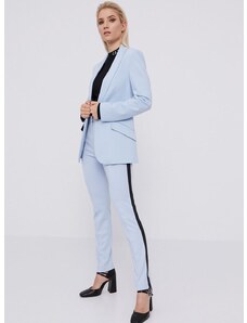 Kalhoty Karl Lagerfeld dámské, modrá barva, přiléhavé, medium waist