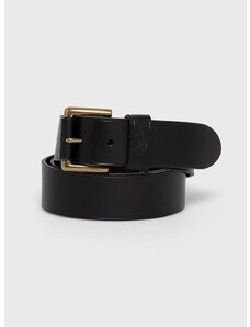 Kožený pásek Polo Ralph Lauren pánský, černá barva, 405820098002