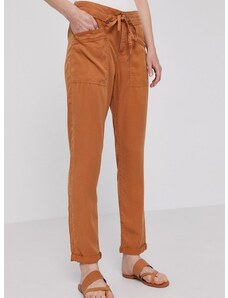 Kalhoty Pepe Jeans Dash dámské, hnědá barva, jednoduché, medium waist