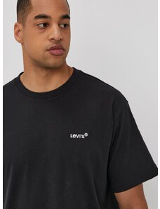Tričko Levi's pánské, černá barva, hladké, A0637.0001-Blacks