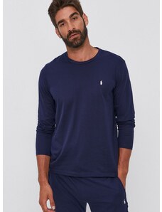 Tričko s dlouhým rukávem Polo Ralph Lauren pánské, tmavomodrá barva, hladké, 714844759002