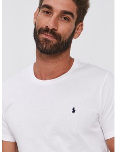 Bavlněné tričko Polo Ralph Lauren bílá barva, hladké, 714844756004