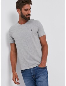 Bavlněné tričko Polo Ralph Lauren šedá barva, hladké, 714844756003