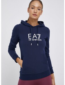 Mikina EA7 Emporio Armani dámská, tmavomodrá barva, hladká