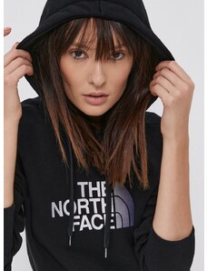 Bavlněná mikina The North Face dámská, černá barva, s kapucí, s aplikací, NF0A55ECJK31