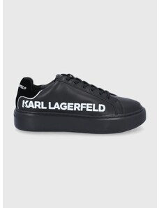 Kožené boty Karl Lagerfeld MAXI KUP černá barva, na platformě
