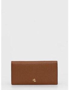 Kožená peněženka Lauren Ralph Lauren dámská, hnědá barva, 432802917010