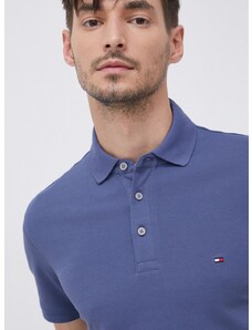 Polo tričko Tommy Hilfiger pánské, fialová barva, hladké