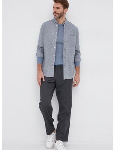 Kalhoty s příměsí vlny Samsoe Samsoe pánské, šedá barva, jednoduché