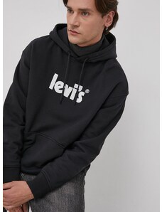 Bavlněná mikina Levi's pánská, černá barva, s potiskem, 38479.0079-Blacks
